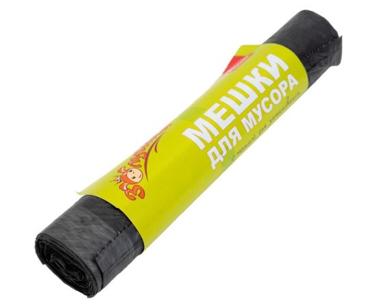 Мешки для мусора 60 л, 10 шт, с тесьмой для затягивания, черные, ролик Золушка 9313 – изображение 2