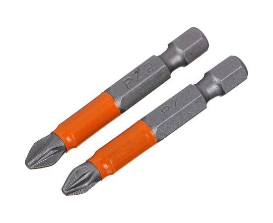 Биты ПРОФИ PZ2, 50 мм, сталь S2, 2 шт для шуруповерта ЕРМАК 601-052 – изображение 2