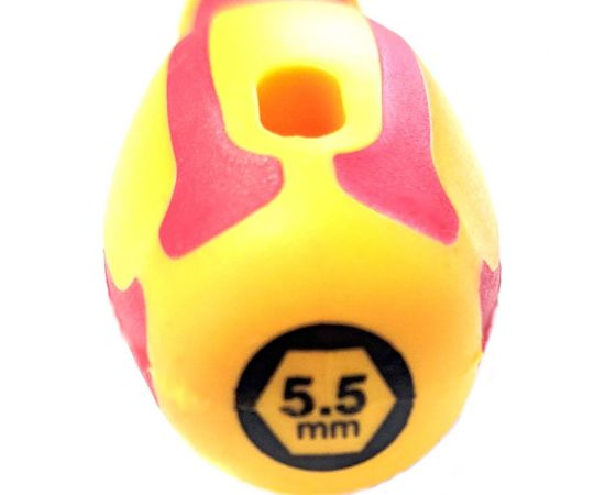 Диэлектрическая отвёртка DUEL 1000V отвертка-ключ торцевая 5.5x125мм, длина 225 мм DE07-055-125 – изображение 3