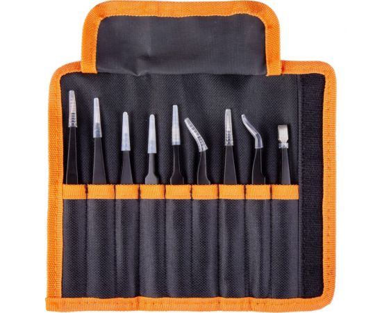 Набор пинцетов для электроники TDM 9 предметов, нержавеющие, антистатика, тканевый чехол, Рубин SQ1025-0810 – изображение 3