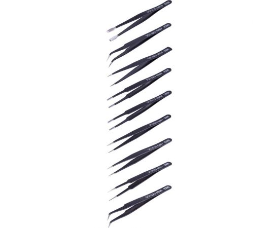 Набор пинцетов для электроники TDM 9 предметов, нержавеющие, антистатика, тканевый чехол, Рубин SQ1025-0810 – изображение 5