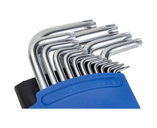 Набор ключей Forsage TORX Г-образных с отверстием, 15 предметов в пластиковом держателе 26058 – изображение 5