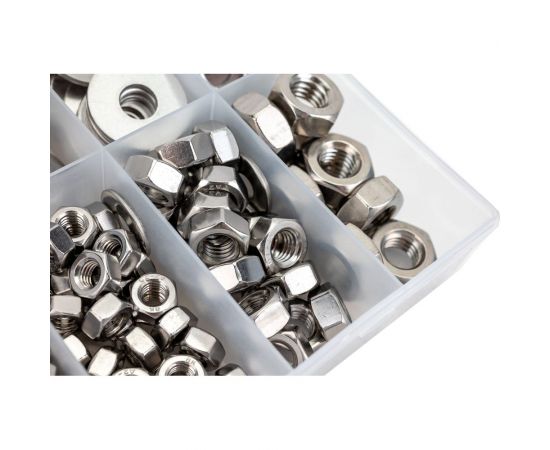 Набор увеличенных шайб и гаек из нержавеющей стали KREPFIELD М4, М5, М6, М8, М10, 440 предметов в кейсе Набор09метрика440 – изображение 8