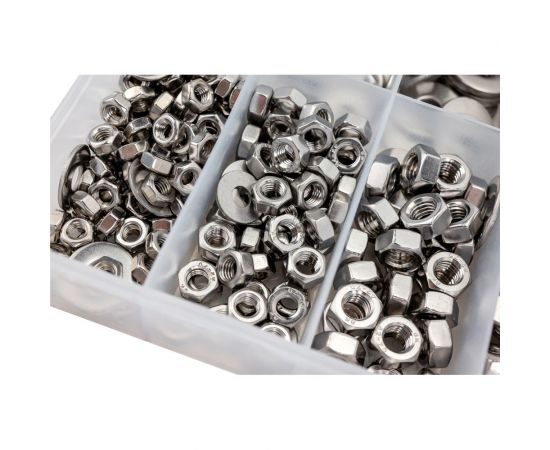 Набор увеличенных шайб и гаек из нержавеющей стали KREPFIELD М4, М5, М6, М8, М10, 440 предметов в кейсе Набор09метрика440 – изображение 9