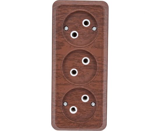 Розетка Intro Quadro 2-205-10 без заземления трехместная 3x2P, 16А-250В, IP20, открытая установка, венге, Б0053815 