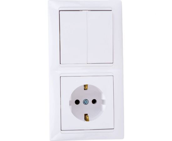 Блок Bylectrica 2 выключателя + розетка с заземляющим контактом СУ, серия СТИЛЬ, белый, 2В-РЦ-693 