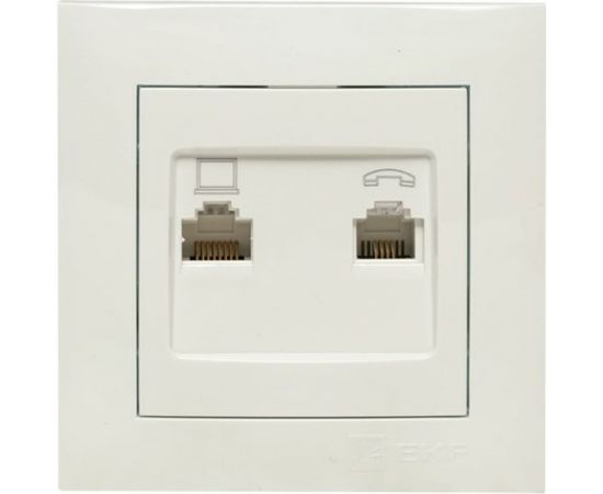 Розетка EKF валенсия RJ-45 RJ11 2-местная белая PROxima EWK02-035-30 