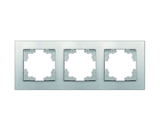 Трехместная горизонтальная рамка UNIVersal серия афина серебро еврослот A0045-S 
