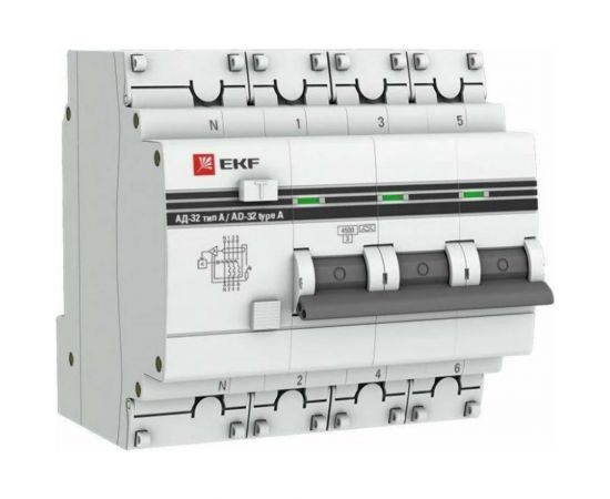 Дифференциальный автомат EKF АД-32 3P+N 40А/30мА PROxima SQDA32-40-30-4P-a-pro 