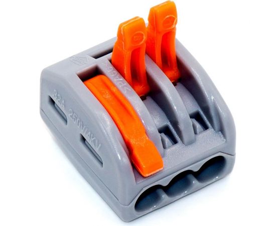 Зажимная клемма для соединения кабелей Pro Legend 3 контакта, серая, 5 штук PL3817 