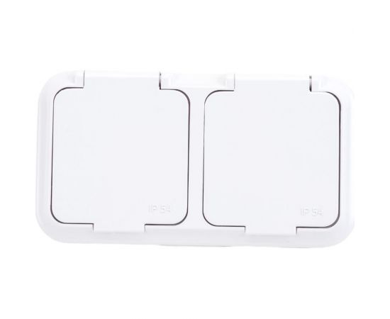 2-местная розетка Bylectrica ОУ с заземлением, IP44, серия Прочие изделия, белый, РА16-213 