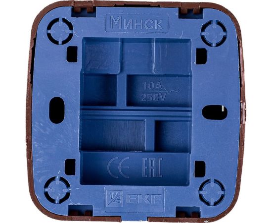 1-клавишный выключатель с индикатором EKF ОП Минск 10А тёмное дерево SQEGV10-121-40 – изображение 2