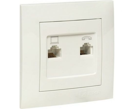 Розетка EKF валенсия RJ-45 RJ11 2-местная белая PROxima EWK02-035-30 – изображение 2