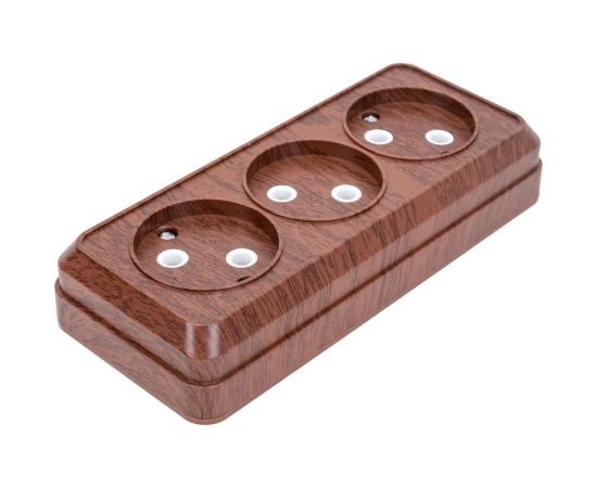 Розетка Intro Quadro 2-205-10 без заземления трехместная 3x2P, 16А-250В, IP20, открытая установка, венге, Б0053815 – изображение 2