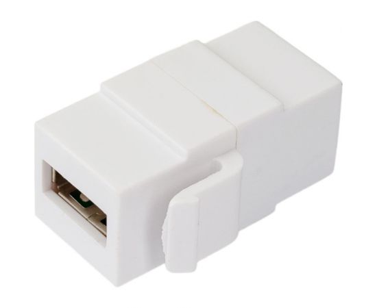 Вставка LANMASTER Keystone USB 2.0, тип A, мама-мама, 180 градусов, белая LAN-OK-USB20-AA/V-WH – изображение 2