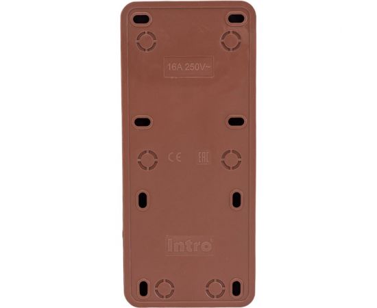Розетка Intro Quadro 2-205-10 без заземления трехместная 3x2P, 16А-250В, IP20, открытая установка, венге, Б0053815 – изображение 3