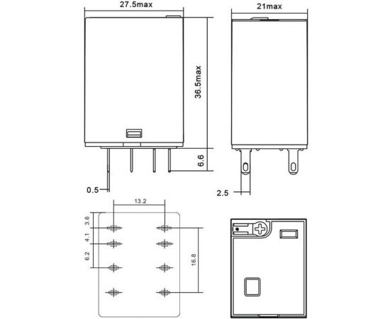 Промежуточное реле РЕЛЕОН 2 CO конт. 12а; 24в Ac; блокируемая кнопка проверки + LED RP432802405 – изображение 3