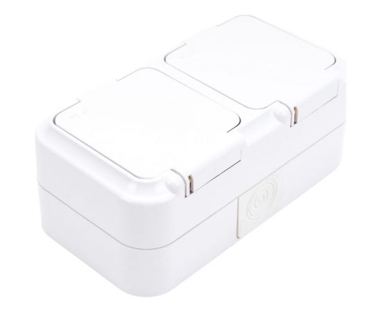 2-местная розетка Bylectrica ОУ с заземлением, IP44, серия Прочие изделия, белый, РА16-213 – изображение 3