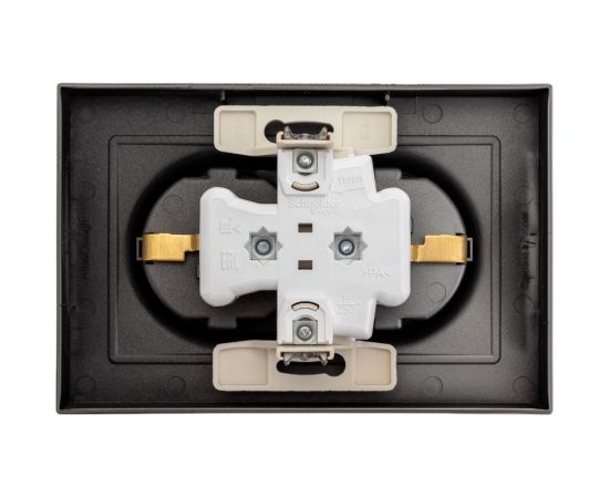 Розетка Schneider Electric AtlasDesign Сталь с/з двойная, 16А, в сборе SE ATN000924 – изображение 3