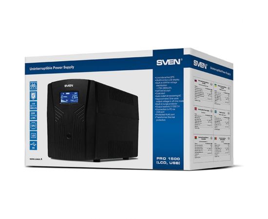 Источник бесперебойного питания SVEN Pro 1500 LCD, USB SV-013875 – изображение 5