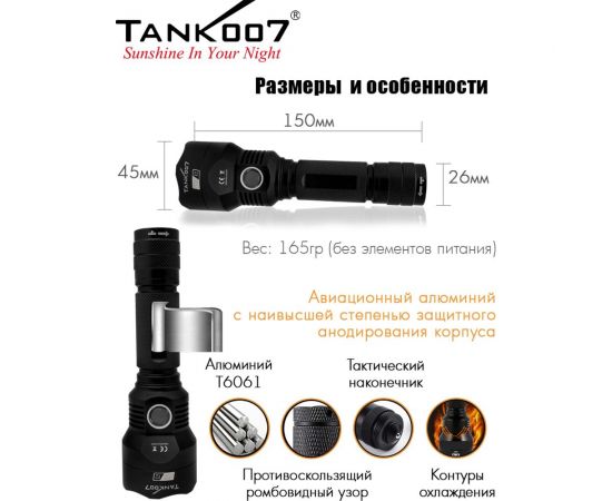 Светодиодный фонарь с комплектацией TANK007 PT12XML – изображение 5