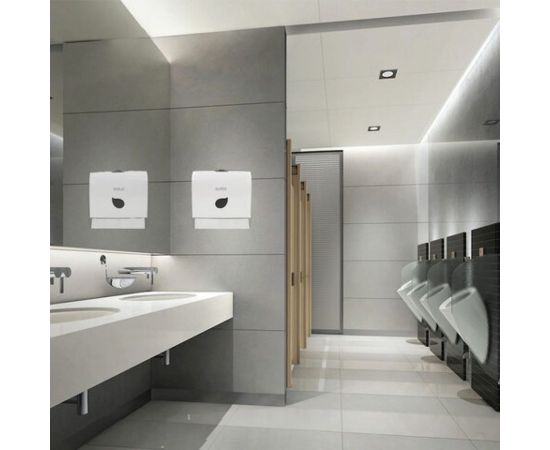 Диспенсер для полотенец ЛАЙМА PROFESSIONAL ECO Система H2, Z-сложения, белый, ABS-пластик 606547 – изображение 8