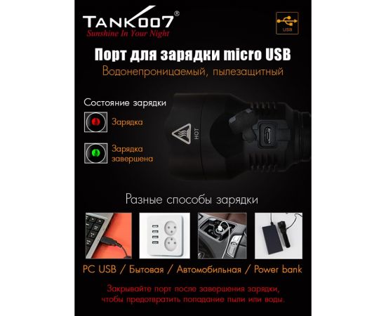 Светодиодный фонарь с комплектацией TANK007 PT12XML – изображение 9