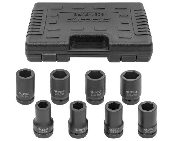 Набор головок ударных глубоких 6-гранных 8 шт, 22, 24, 27, 30, 32, 36, 38, 41 мм, 1, в кейсе f-8081-5mpb Forsage 54608 