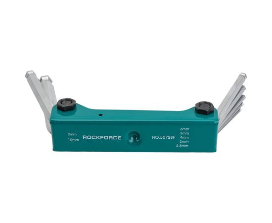 Набор ключей 6-гранных с шаром складной, 7 предметов 2.5, 3- 6, 8, 10мм ROCKFORCE RF-5072BF 