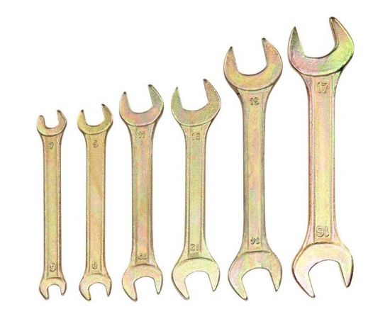 Набор рожковых ключей REXANT 6-17 мм, 6 шт желтый цинк 12-5843-2 