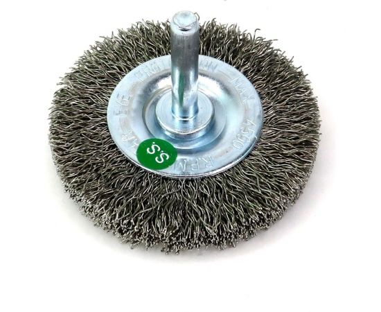 Щетка для дрели дисковая 63x10 мм, с хв-м 6 мм, гофрированная нержавеющая сталь 0.30 мм 13-172 EuroBrush EB-D63SS 