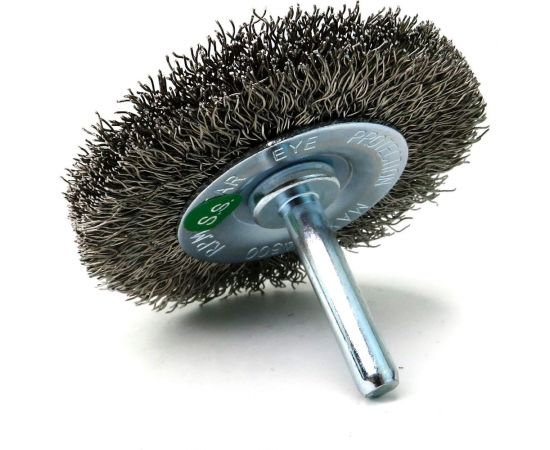 Щетка для дрели дисковая 63x10 мм, с хв-м 6 мм, гофрированная нержавеющая сталь 0.30 мм 13-172 EuroBrush EB-D63SS – изображение 2