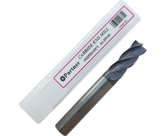 Фреза концевая твердосплавная универсальная до 45 НRC Серия 309 (10х25х75 мм; 4-х перая; AlTiN; хв-к 10 мм) Partner 309100 – изображение 2