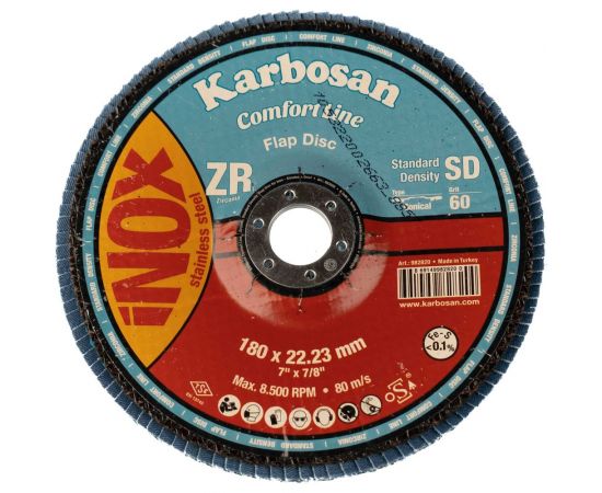 Диск лепестковый INOX 180х22 мм низкой плотности Karbosan 82820 – изображение 3