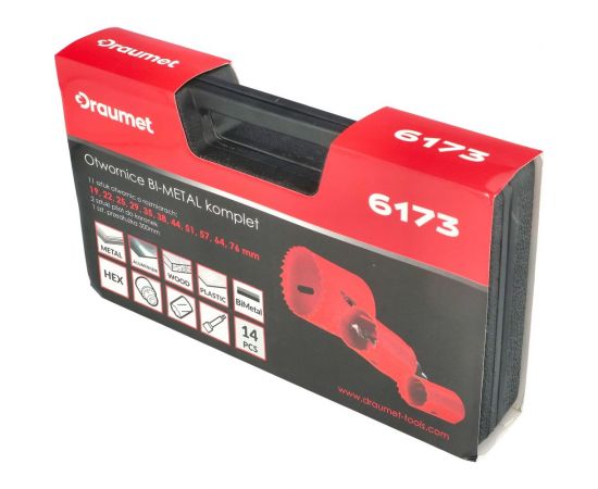 Набор коронок биметаллических (14 предметов; 19-76 мм) DRAUMET 6173 – изображение 3