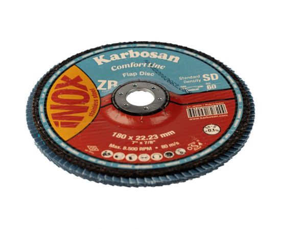 Диск лепестковый INOX 180х22 мм низкой плотности Karbosan 82820 – изображение 4