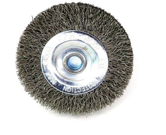 Щетка для дрели дисковая 63x10 мм, с хв-м 6 мм, гофрированная нержавеющая сталь 0.30 мм 13-172 EuroBrush EB-D63SS – изображение 5
