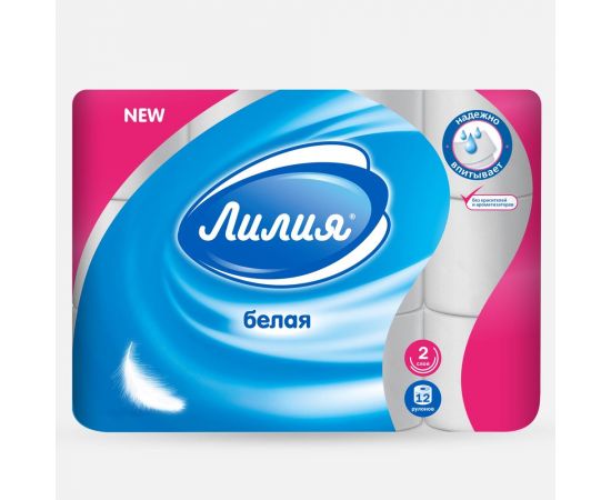 Туалетная бумага Лилия 2слоя 12рулонов 5407 