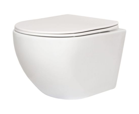 Подвесной безободковый унитаз San More Fiaba белый, с сиденьем микролифт SMT971901 