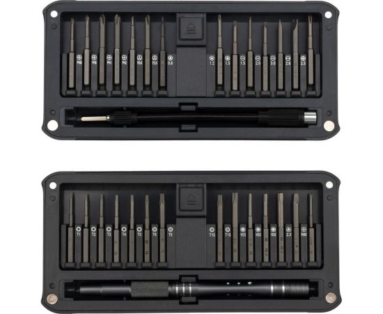 Набор отверток с битами KRANZ RA-02, для точных работ, сталь S2, 30 предметов, KR-12-4752 