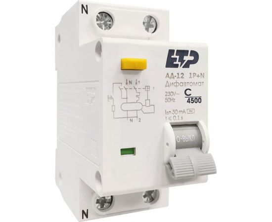 Дифференциальный автомат ETP 1P+N 20А тип АС 30 мА 4,5 кА 19013 