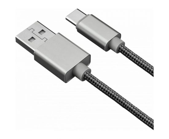 Дата-кабель AKAI Type C, 1м, 2,1А, нейлон, серебристый CE-463S 