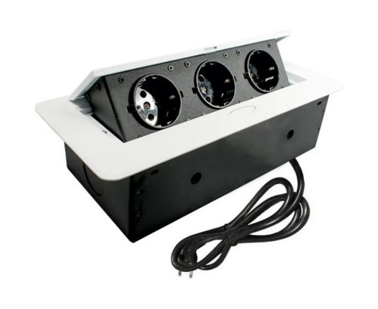 Выдвижной встраиваемый розеточный блок Inrior на 3 EURO розетки, TORO-03-10 