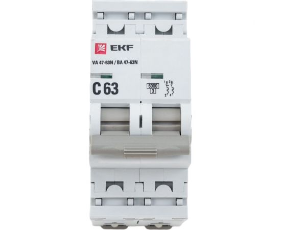Автоматический выключатель EKF 2P 63А (C) 6кА ВА 47-63N PROxima M636263C 