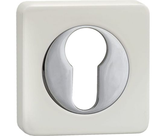 Квадратная накладка РЕНЦ на цилиндр белый/хром ET 02 W/CP 