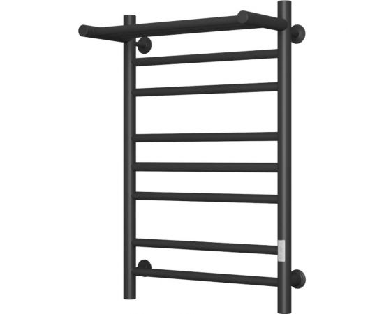 Электрический полотенцесушитель Маргроид с полкой, из стали, встроенный диммер, правый ТЭН, В10 80x50см, черный 4690569263426 