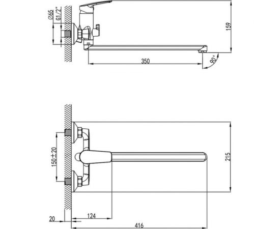 Смеситель для ванны с длинным изливом Milardo Horizont HORSB02M10 – изображение 2