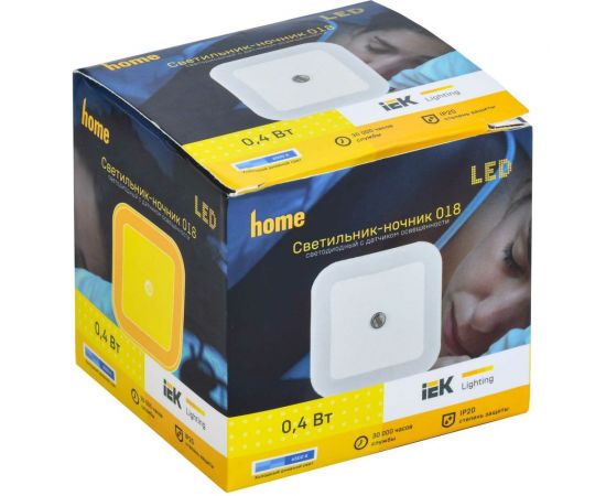 Светильник-ночник IEK 018 квадрат, датчик освещенности, 220В LDNN8-018-SQ-P-00-S-K01 – изображение 2