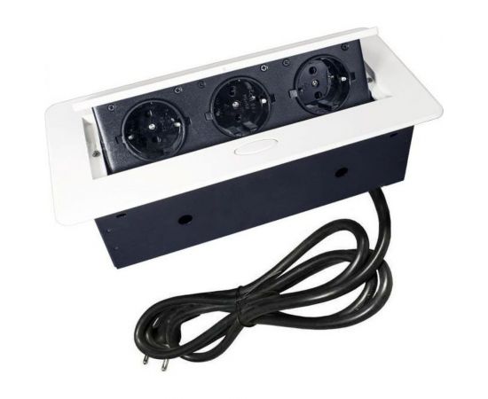 Выдвижной встраиваемый розеточный блок Inrior на 3 EURO розетки, TORO-03-10 – изображение 2