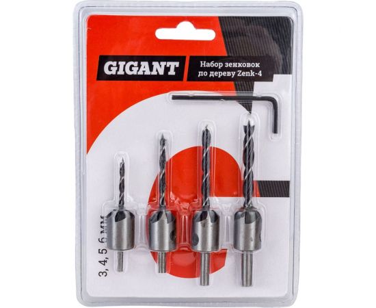 Набор зенковок по дереву 4 шт, сверла 3, 4, 5, 6 мм Gigant Zenk-4 – изображение 2